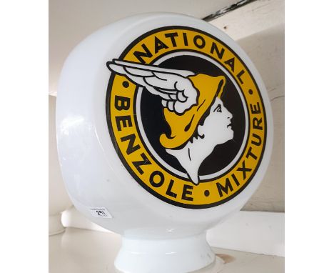 A National Benzole Mixture three sided glass pump globe, 40 cm high Please see our terms and conditions in relation to collec