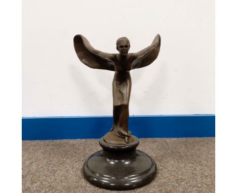 A bronze Spirit of Ecstasy figure, signed Aldo Vitaleh, on a marble base, 28 cm high  Please see our terms and conditions in 