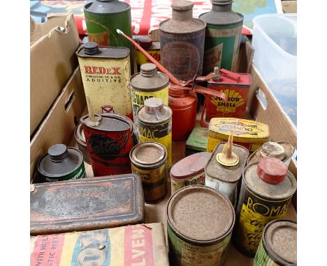 Assorted tins, including Junior Shell lighter fluid, 12 cm high (box)  Please see our terms and conditions in relation to col