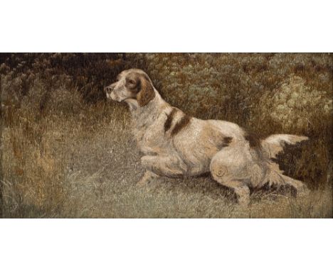 A Japanese needlework study of a hunting dog Kyoto school, 39cm x 20cm