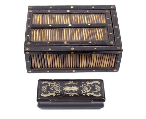 A porcupine quill box together with a snuff box