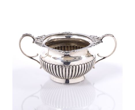 A silver two handled sugar basin London 1920, 295 grams, 18cm across