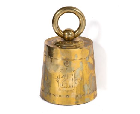 A Victorian brass tea caddy  No 25, 18cm