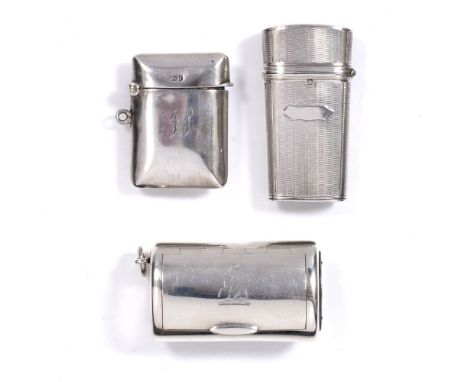 Three silver vesta cases one with engine turned decoration, 125 grams
