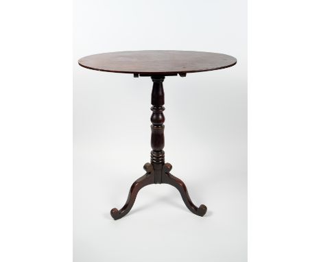 A Victorian mahogany oval occasional table with tripod base, 65cm across x 73cm high 