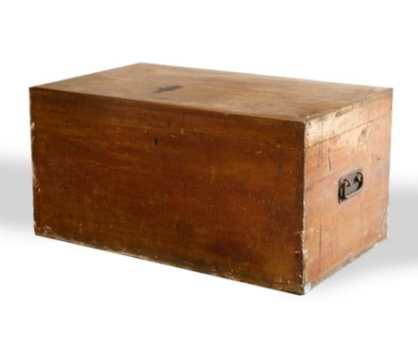 A 19th Century teak military trunk 91cm across x 53cm deep x 46cm high