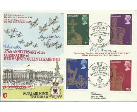 1978 25th ann Coronation Official FDC RAF Wattisham flown cover with rare BFPS1953 postmark signed by the two RAF pilots and 