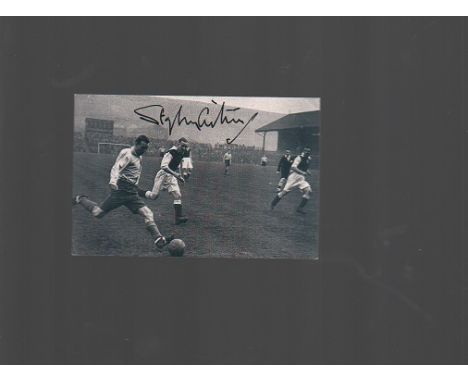 Sir Stanley Matthews signed 6x4 Nostalgia postcard of him playing for the RAF in 1943. Limited edition numbered 17/50. Good c