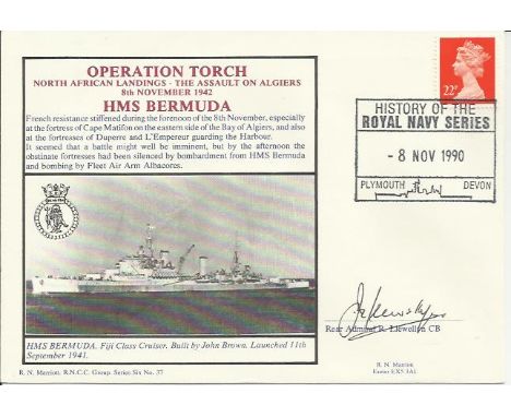  Operation Torch HMS Bermuda cover. Series 6 no 37. Signed by R Llewellyn. Good condition.