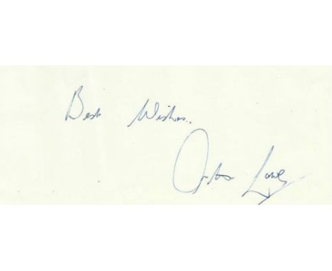 Arthur Lowe Dads Army signed A6, half A4 size white sheet with a huge size autograph. Collected as part of a fund raising exe