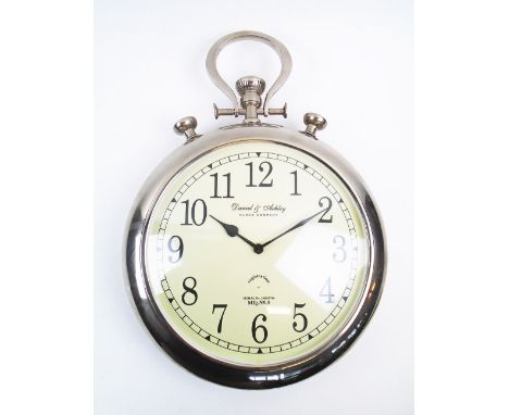 WALL CLOCK, in the form of a fobwatch, 38cm W.