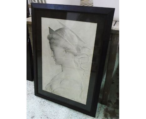 EARLY 20TH CENTURY SCHOOL, 'Classical Maiden', pencil on paper, signed and dated 1902, 68cm x 45cm, framed and glazed.