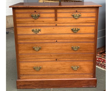 An Aesthetic movement oak chest, two short over three long drawers, 102cmW 