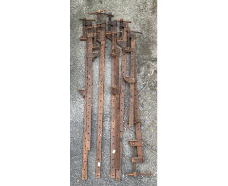 A lot of seven Record sash clamps and one other; together with climber ladder stay etc 
