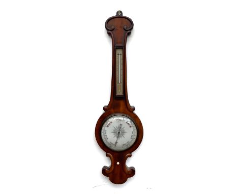 A 19th century banjo barometer with thermometer, 92cmH 