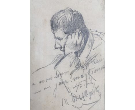 Marcellin Gilbert Desboutin (1823-1902), study of a Jean-Louis Forain, pencil on paper, signed lower right, 12.5 x 8.5cm