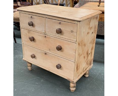 A small pine chest of two short over two long drawers, 82x45x82cmH 