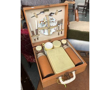 A vintage Brexton picnic hamper, with contents 