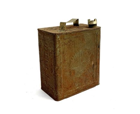 A vintage Shell Oil fuel can, with BP cap 