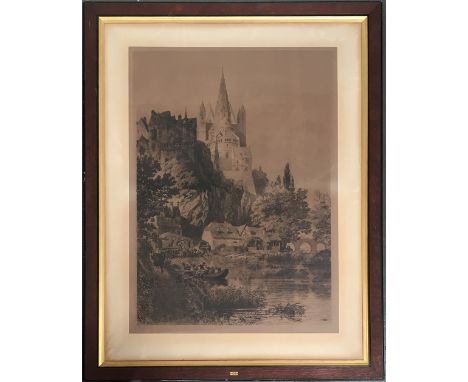 The Cathedral of St. George, Limburg-on-the-Lahn, signed in pencil lower right, 1886, bears label to reverse for E. Grindley 