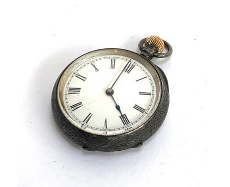 An engine turned silver ladies fob watch, Birmingham 1886, 38mm diameter 