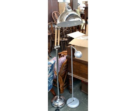 A floorstanding chrome and beech poseable lamp, approx. 160cmH; together with one other floorstanding lamp 