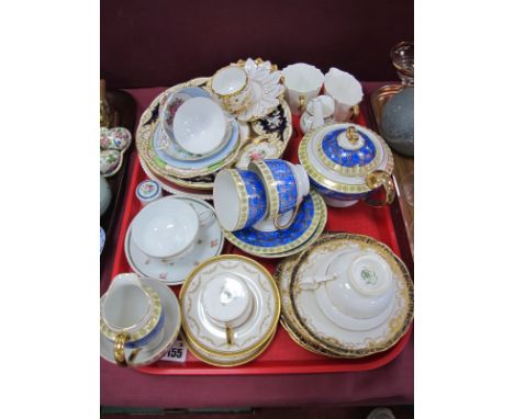 Continental Teapot, Wedgwood sugar and cream, Hammersley, Paragons, Queens and other tea ware:- One Tray.