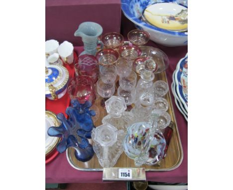XIX Century Ruby Glass Double Ended Salts Bottle, scent bottles, salts, drinking glasses, etc:- One Tray.