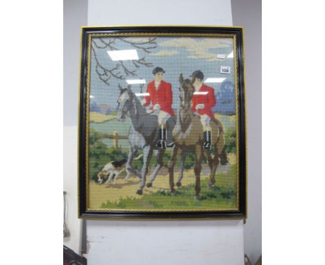 After W.J. Shaver 'The Find', 'The Meet' and 'The Brook' Coloured Prints, in single frame, overall 95.5cm wide, a hunting sce