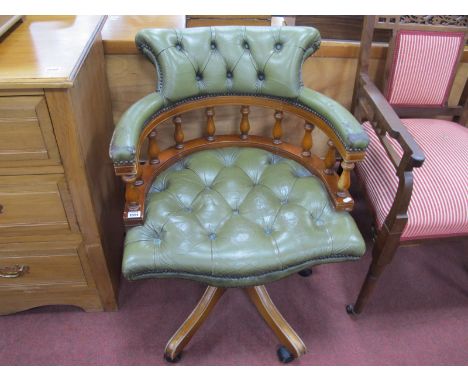 Mekanikk, Norway, Office Swivel Chair, with green button back upholstery, on five star base.