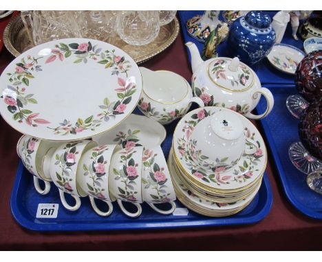 Wedgwood 'Hathaway Rose' Tea Ware, of twenty one pieces, including teapot:- One Tray.