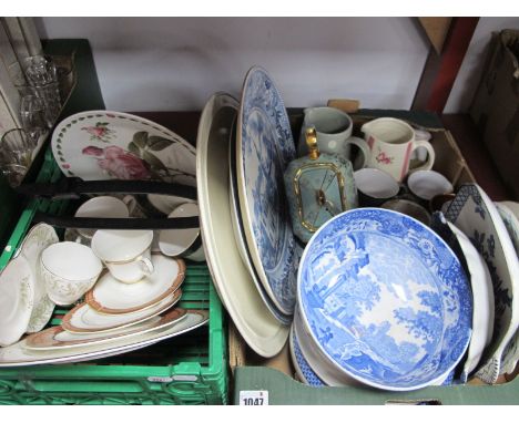 Copeland Spode Blue &amp; White Fruit Bowl, Sadler teapot, Doulton 'Meridian', Historic America, and other ceramics:- One Box