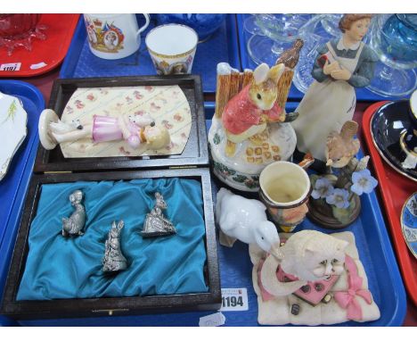 Hummel Girl Holding Terrier, (damaged), B.F.A, Beatrix Potter 'The First Noel', Franklin, etc:- One Tray.