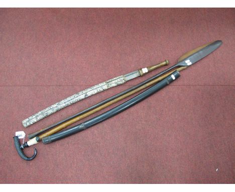 Sword in Shagreen? Scabbard, (damaged), hardwood African spear, 111cm long, walking stick scabbard.