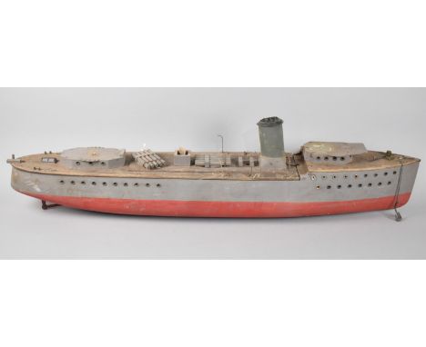 A Vintage Wooden Scratch Built Model of a Motor Torpedo Boat, 101cms Long, In Need of Restoration and No Longer with Radio Co