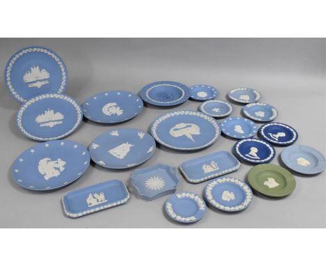 A Collection of Wedgwood Blue and White Jasperware to Comprise Plates, Dishes etc 