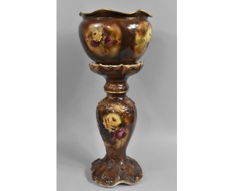 A Continental Ceramic Jardiniere on Stand, 30cm diameter 