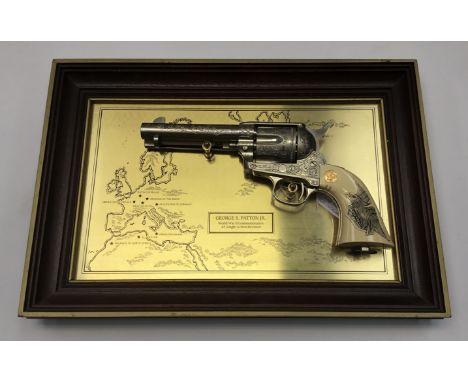 Inert decorative model &ldquo;George S Patton&rdquo; commemorative &ldquo;pearl handled&rdquo; revolver in brushed silver col