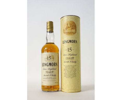 LONGMORN 15YO
A nice example of an older Longmorn 15 year old single malt scotch whisky bottled in the early 1990's.  75cl.  