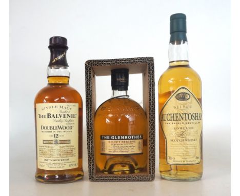 SELECTION OF 3 MALTS
A selection of 3 single malt scotch whiskies, including:  THE GLENROTHES SELECT RESERVE.  700ml.  43% ab