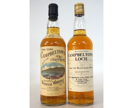 2 CAMPBELTOWN BLENDS
A pair of Blended Scotch Whiskies form Campbeltown.  CAMPBELTOWN TRI-CENTENARY 25 YEAR OLD.  70cl.  40% 