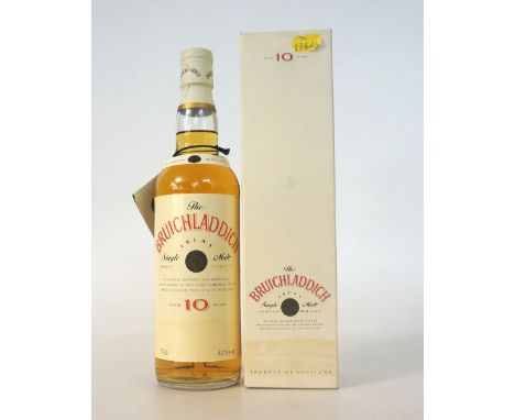 BRUICHLADDICH 10 YEAR OLD
The Bruichladdich 10 year old single malt scotch whisky in older livery.  70cl.  40% abv.  In origi