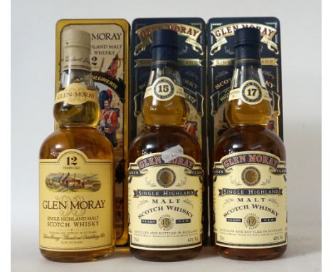 THREE GLEN MORAY "THE BLACK WATCH" EXPRESSIONS
A selection of three age expressions of GLEN MORAY Single Malt Scotch Whisky i