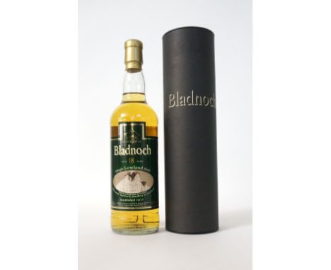 BLADNOCH 18YO - BLACK-FACED SHEEP LABEL
A cask strength bottling of Bladnoch 18 year old single malt scotch whisky with the s