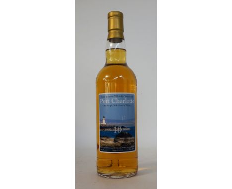 PORT CHARLOTTE 10YO PRIVATE CASK BOTTLING
A bottle of PORT CHARLOTTE 10 YEAR OLD Single Malt Scotch Whisky bottled for Sanaig