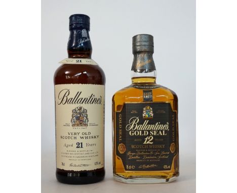 TWO BOTTLES OF BALLANTINE'S BLENDED SCOTCH WHISKY
Comprising: BALLANTINE'S 21 YEAR OLD Blended Scotch.  70cl.  43% abv.  In o