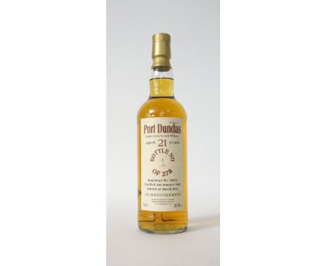PORT DUNDAS 21YO - BLADNOCH FORUM - BOTTLE NO. 1
Bottle no. 1 of 278 of Port Dundas Single Grain Scotch Whisky.  70cl.  56.8%