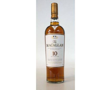 MACALLAN 10 YEAR OLD
A more modern bottling of the Macallan 10 year old sherry cask single malt scotch whisky.  70cl.  40% ab