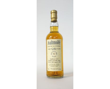 AULTMORE 28YO - BLADNOCH FORUM
An interesting bottle of Aultmore 28 year old single malt scotch whisky.  70cl.  53.5% abv.  B