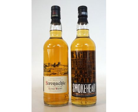 SMOKEHEAD & STRONACHIE
Two Single Malt Scotch Whiskies from "Secret" Distilleries.  SMOKEHEAD.  70cl.  43% abv.  An Islay sin